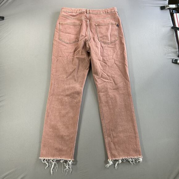 Pilcro Anthropologie Jeans Sz 31 The Vintage Straight Raw Hem High Rise Salmon - Picture 2 of 9